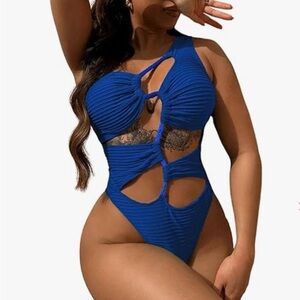 Blue Cutout One-Piece Swimsuit